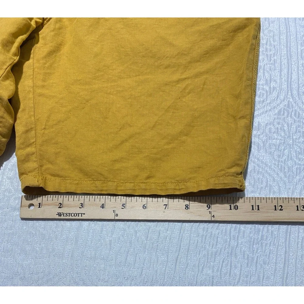 Banana Republic Aiden Short Mens 36 Mustard Yellow Herringbone Slim Chino Shorts